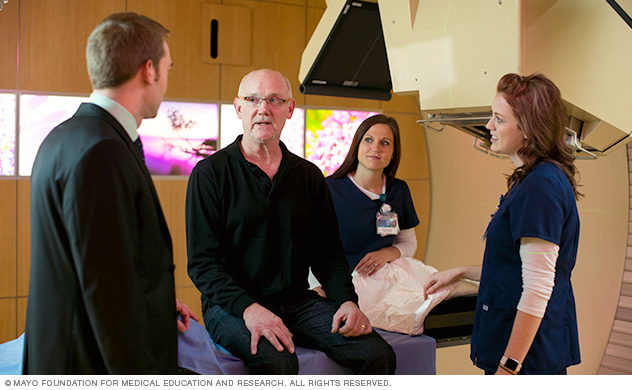 Bile duct cancer specialist (oncologist) talking with a patient