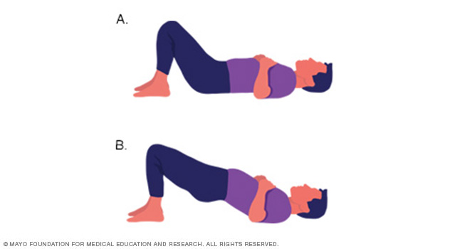 Illustrations of a person practicing bridge exercise