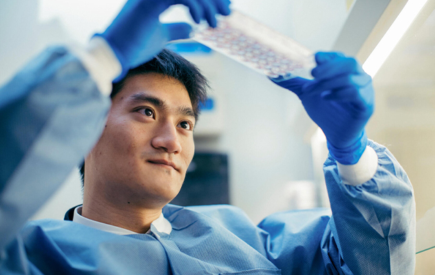 A lab technician prepares some samples.