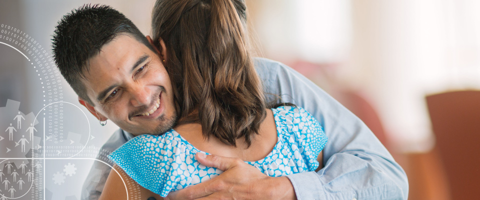 Photo of two patients hugging