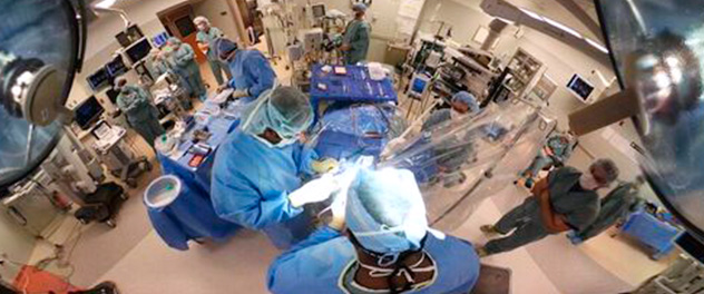 Alfredo Quinones-Hinojosa, M.D., and colleagues in the operating theater