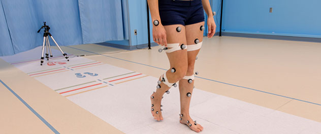 Picture of a gait study in the Motion Analysis Lab at Mayo Clinic.