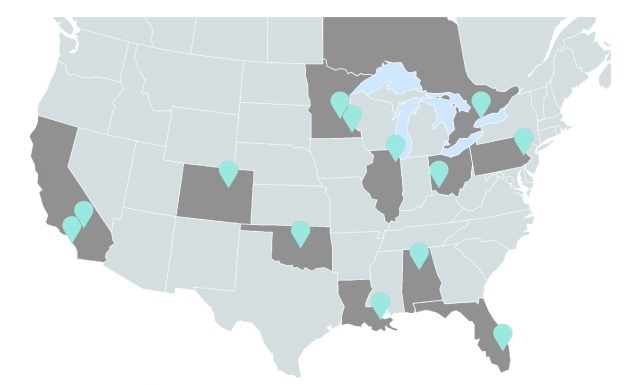 U.S. map showing consortium locations.