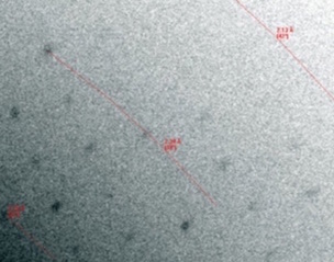 The facility's X-ray detector showing diffraction at approximately 2 angstrom resolution.