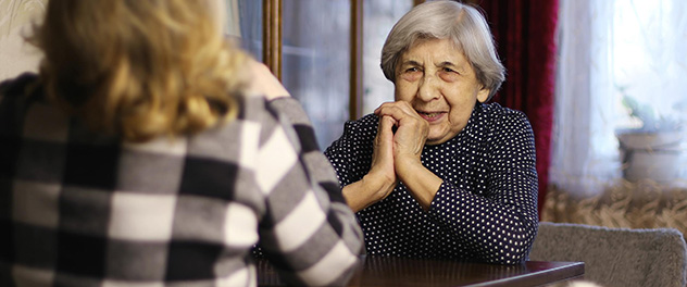 Senior woman in conversation