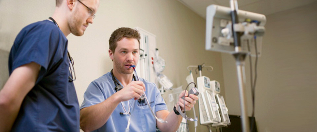 Two male nurses in clinic