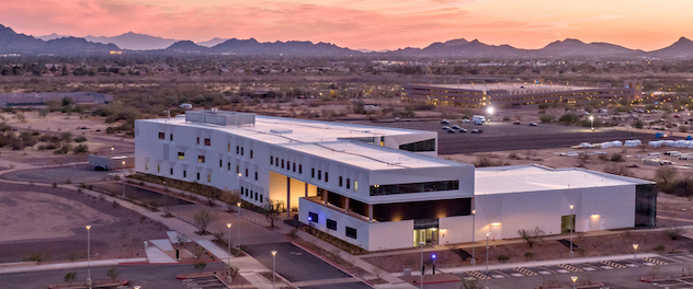 View of Health Futures Center building and surrounding landscape in Phoenix